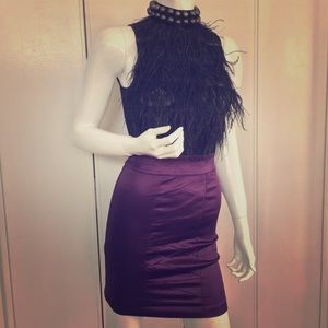Bebe top feather dress excellent condition